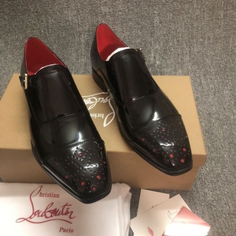Christian Louboutin Escream Spenne Oxford Patent Skinn Sort CL Sko