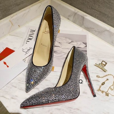 Christian Louboutin Kate Strass Forringe Pumper 100mm Semsket skinn Sort