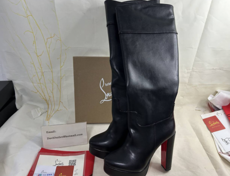 Christian Louboutin Loo Botta Alta 130 Mm Støvler Kalv Skinn Sort