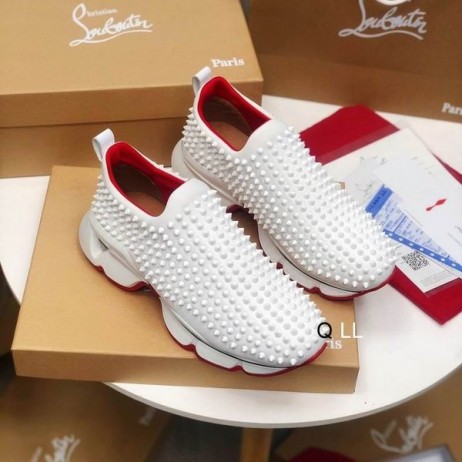 Christian Louboutin Spike Sokk Joggesko Neopren Hvit Christian Louboutin Sko
