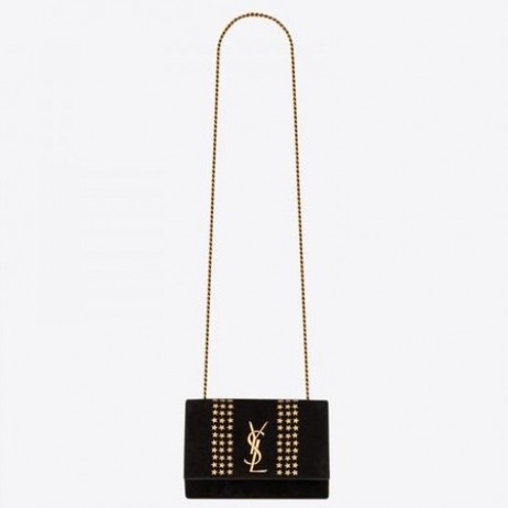 Saint Laurent Kate Liten Bag Svart Semsket Stjerners Stendere Saint Laurent Poser