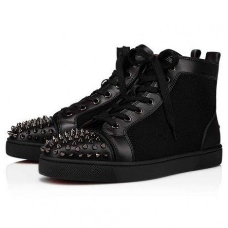 Christian Louboutin Lou Pigger Orlato Flat Svart/svart Pistol Kalv