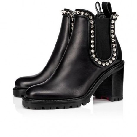 Christian Louboutin Spikita Booty Capahutta 70 mm Sort/sølv Kalv Sko