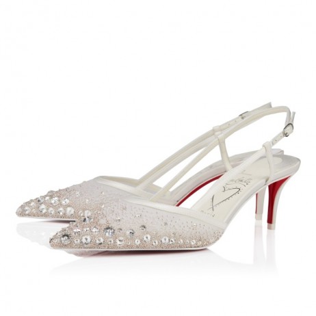 Christian Louboutin Miss Z Sling Sparkling 60 Mm Slingback Pumps Mesh And Strass Version Ivory