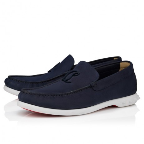 Christian Louboutin Moonkel Loafers Reversed Nubuck Leather Zaffiro