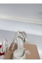 Christian Louboutin Cassia Blonder Opp Alta-Plattformen 160 mm Strappy Pumper Crepe Satin Hvit