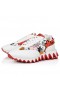 Christian Louboutin Loubishark Menn Joggesko Kalv Skinn Sky Sudo Blomst Print-Hvit