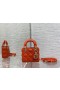 Dior 12CM Lady Dior Veske Orange Cannage Lammeskinn