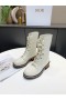 Dior Quest Combat Boots Preget Kalveskinn Hvit