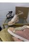 Christian Louboutin Lou Pigger Donna Flatskjerm Kvinner Joggesko Glitret og Patent Lær Rosa Gull