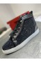Christian Louboutin Louis Strass Høye Sneakers i Skinn og Strass Svart