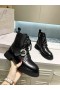 Jimmy Choo Cora Flatskjerm Calf Leather Combat Boots Crystal Spenne Svart