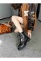Jimmy Choo Cora Flatskjerm Calf Leather Combat Boots Crystal Spenne Svart