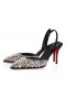 Christian Louboutin Queenissima Slynge 80mm Slynge Tilbake Pumper Moiré Stoff Svart Christian Louboutin Sko