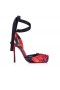 Christian Louboutin Cassia Blonder Opp 100Mm Strappy Pumper Roser Trykt Crepe Satin Flerfarget