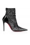 Christian Louboutin Kate Maks Booty Mesh Strass 100 Mm Mesh-Squared Og Patent Skinn Sort