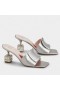 Roger Vivier Kube Strass Hæl Muldyr Sølv Metallic Skinn