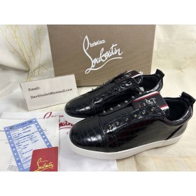 Christian Louboutin F. A. V Fique En Vontade Slip-On Sko Alligator Preget Kalv Skinn Sort