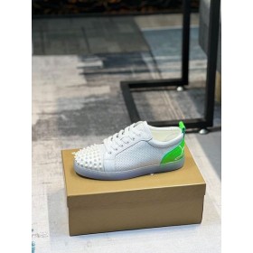 Christian Louboutin Moro Louis Junior Pigger Joggesko Hvit Fluo Grønn