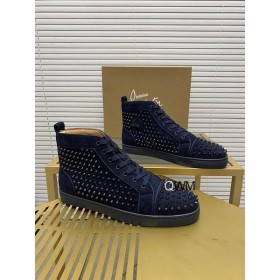 Christian Louboutin Louis Orlato Høye Sneakers Veau Velours Navy Blå