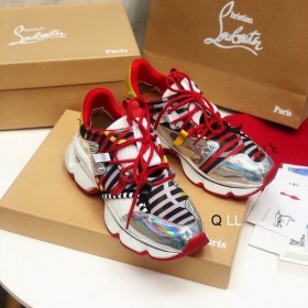 Christian Louboutin Røde Løperen Flatskjerm Joggesko Neopren Specchio Laser-Flerfarget