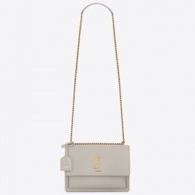 Saint Laurent Solnedgang Medium Pose Hvit Kalveskinn Saint Laurent Poser