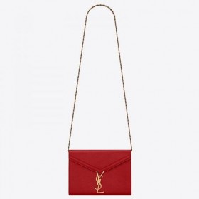 Saint Laurent WOC Cassandra Kjede Wallet-Rødt Skinn