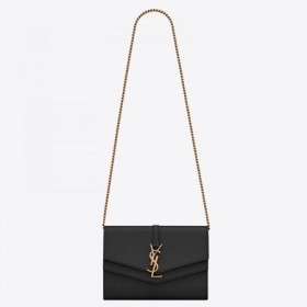 Saint Laurent WOC-Sulpice Kjede Lommebok-Sort Kalveskinn