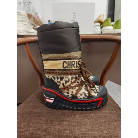 Dior Snø Ankel Boot Brown Skrå Skinnende Nylon