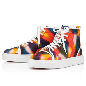 Christian Louboutin Adolon Høye Sneakers Nylon Cl Varsity Illusjon Og Nappa Skinn Flerfarget