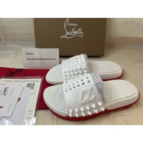 Christian Louboutin Ta Det med ro Muldyr Gummi CL Hvit Sko Store