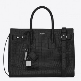 Saint Laurent Liten Sac de Jour Souple Bag Svart Krokodille Skinn