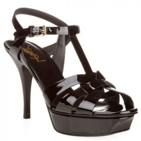 Saint Laurent Hyllest Sandaler Sort Patent Skinn Saint Laurent Sko