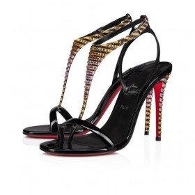 Christian Louboutin Athina Strass Aftersun 100 Mm Strappy Sandaler Svart