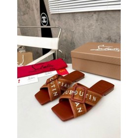 Christian Louboutin Crossimule Skinn Sandaler MÃ¸rk Brun CL Sko