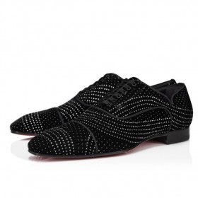 Christian Louboutin Greggy Dama Oxfords Velvet Black River CL Sko