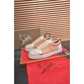 Christian Louboutin Louis Junior Pigger Menn Lave Sneakers Rosa Christian Louboutin Sko