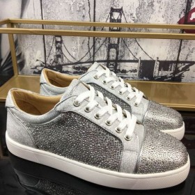 Christian Louboutin Vieira Strass Joggesko Krystall-pyntet Sølv CL Sko