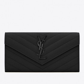 Saint Laurent Stort Monogram Klaff Alle Svart Lommebok Saint Laurent Lommebøker