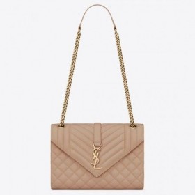 Saint Laurent Middels Konvolutt Veske Beige Kornet Skinn Saint Laurent Poser