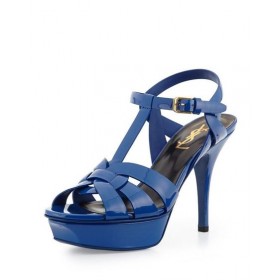 Saint Laurent Hyllest Sandaler Blå Patent Skinn Saint Laurent Sko