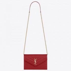 Saint Laurent WOC Konvolutt Kjede Lommebok Rødt Skinn Saint Laurent Poser
