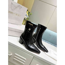 Jimmy Choo 50mm Ankel Sokker Krokodille Preget Skinn Logo Svart