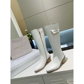 Jimmy Choo Kneet Boot 45mm Lomme Innredning Med Hæl Hvit