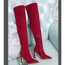 Jimmy Choo Kneet Boot 85mm Semsket skinn Rød