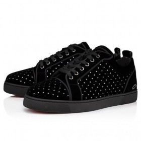 Christian Louboutin Moro Louis Junior Plomme Strass Joggesko Svart Christian Louboutin Sko