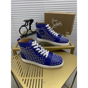 Christian Louboutin Louis Pigger Flatskjerm Høye Sneakers Kalveskinn Blå