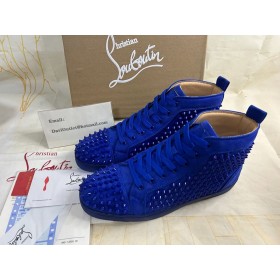 Christian Louboutin Louis Pigger Høye Sneakers Veau Velous Klein Blå