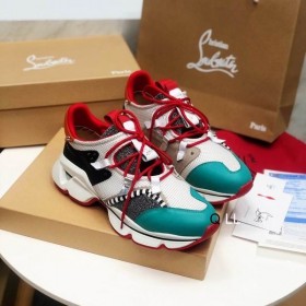 Christian Louboutin Røde Løperen Flatskjerm Joggesko Glitter Skinn Og Mesh-Flerfarget