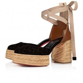 Christian Louboutin Brigissima 70 Mm Espadrilles Flettet Kalv Skinn Svart Christian Louboutin Sko